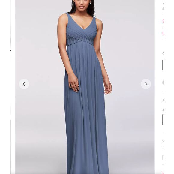 David's Bridal Long Mesh Dress with Cowl Back Detail STYLE# F15933 18 - Picture 1 of 6